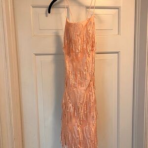 Lulu's Peach Sequin Mini Dress